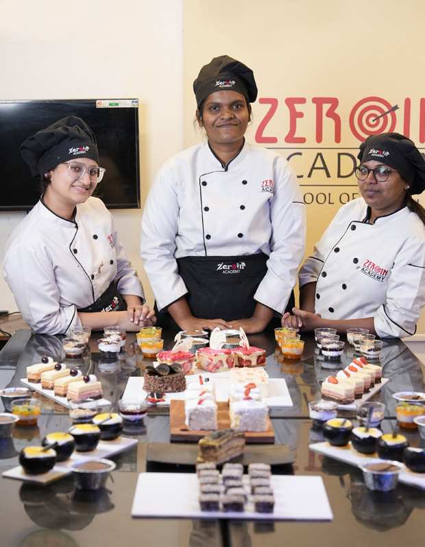 Chef decorating cake